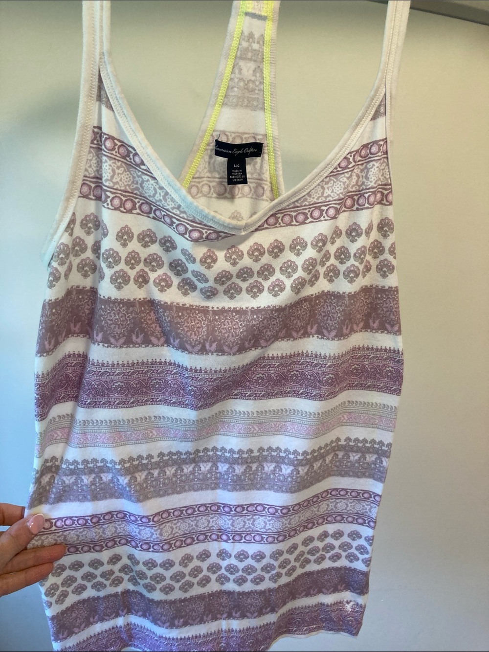 American Eagle Outfitters White and Mauve Striped Racerback Tank - Picture 7 of 9